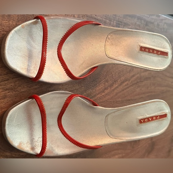 Ladies Prada Vintage Silver & Red Translucent Heels - Picture 4 of 14